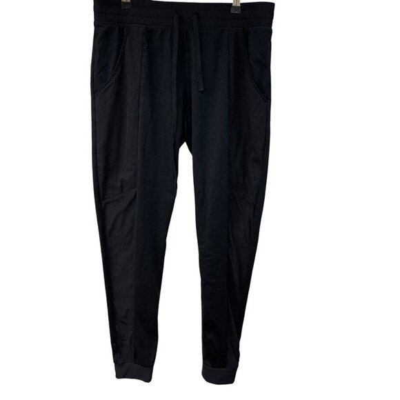 Fabletics Pants - Fabletics Jogger Pants Womens Black Mesh Lined Drawstring Elastic Waist Sheer M